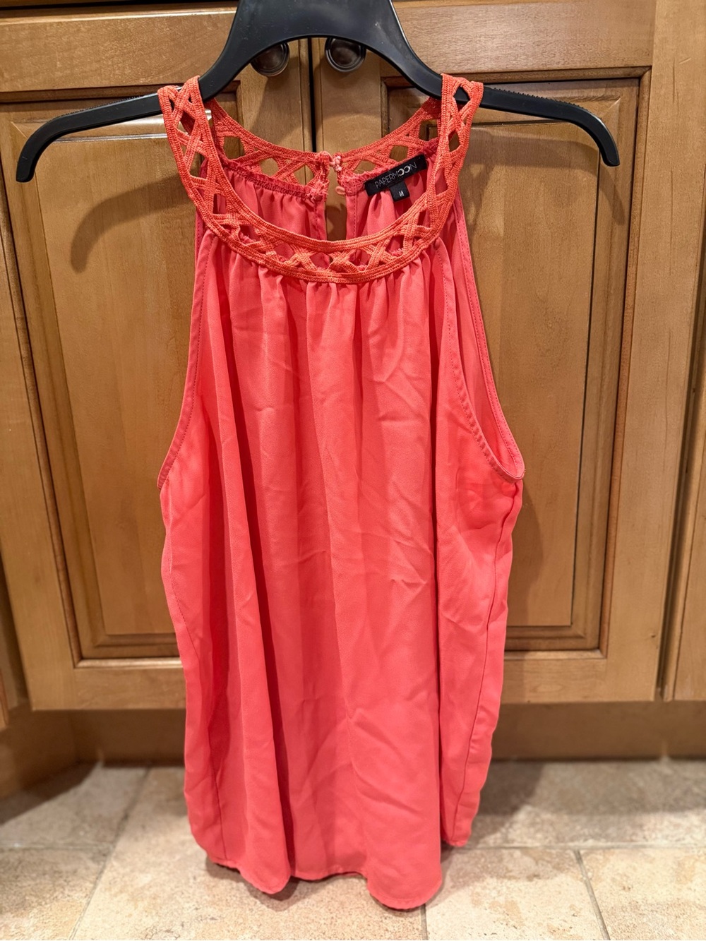 Papermoon Coral Crochet Yoke Halter Cami
